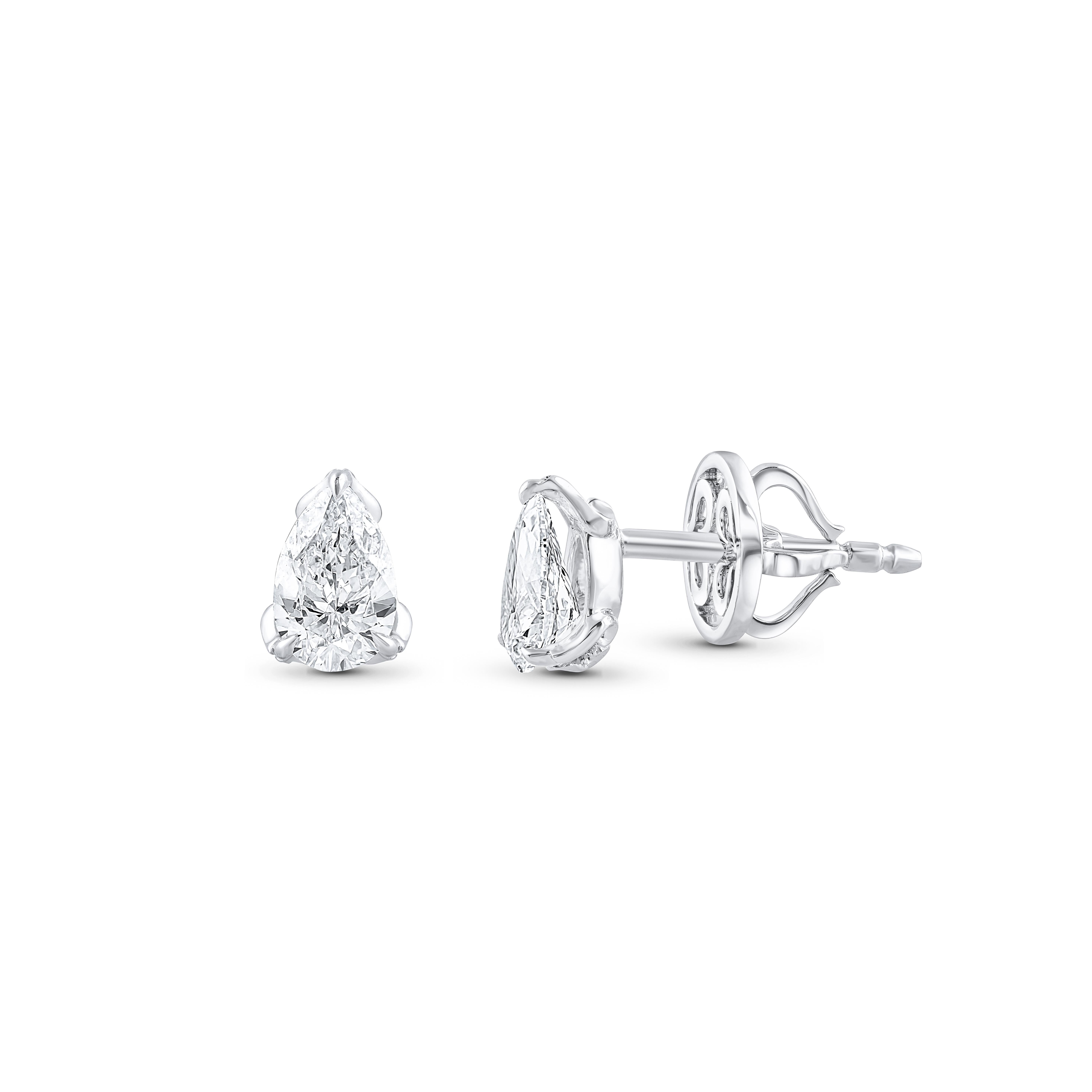 Contemporary HARAKH 0.75 Carat Diamonds F Color VS2 Clarity 18 KT Gold Stud Earrings For Sale