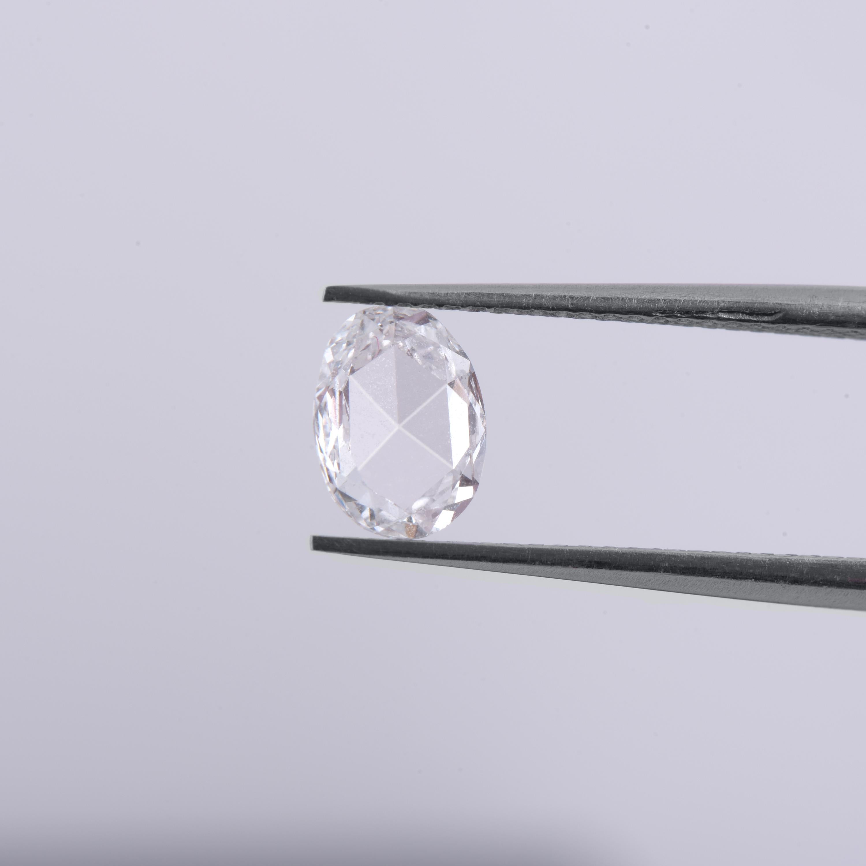 Taille rose Harakh, diamant solitaire ovale de 0,85 carat de couleur F et clarté VS en vente