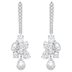 HARAKH Pendientes de aro de 1 1/2 CT de diamante natural incoloro talla brillante y rosa