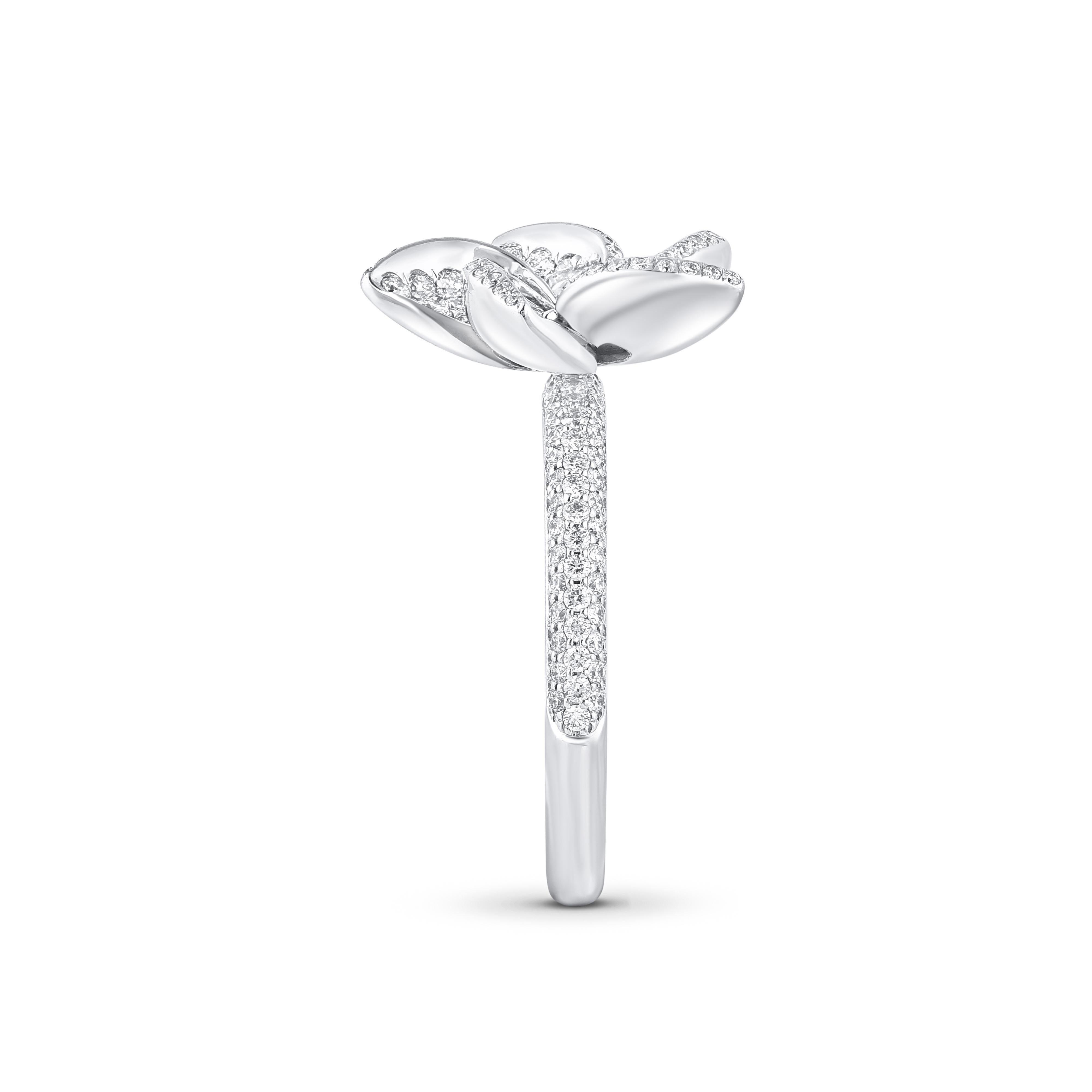 HARAKH 1 1/2 Ct Brillant und Rosenschliff Natürlicher farbloser Diamant Frangipani Ring (Zeitgenössisch) im Angebot