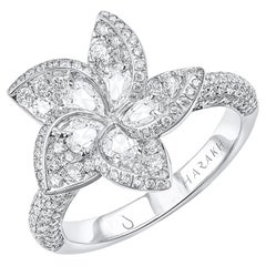 Harakh 1 1/2 Ct Brilliante et Rose Cut Natural Colorless Diamond Frangipani Ring