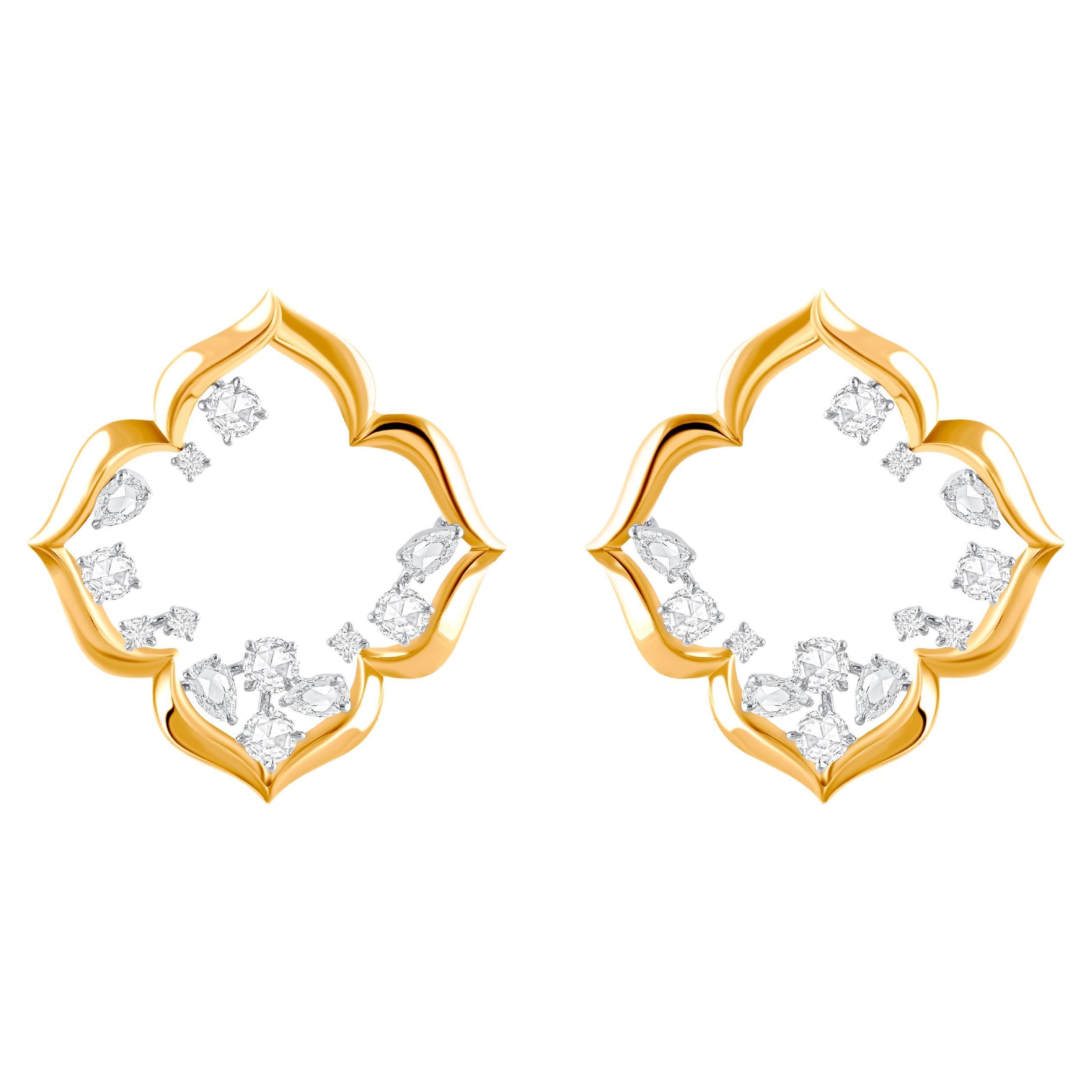 HARAKH 1 1/2 CT Mandala-Ohrstecker mit natürlichen farblosen Diamanten im Brillantschliff