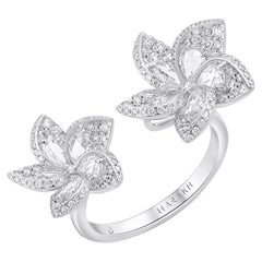 HARAKH 1 1/2 Karat Brillantschliff natürlicher farbloser Diamant Frangipani Offener Ring