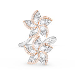 HARAKH Anillo Frangipani de Diamantes Naturales Incoloros talla brillante y rosa de 1 1/2 TC