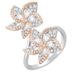 HARAKH Anillo Frangipani de Diamantes Naturales Incoloros talla brillante y rosa de 1 1/2 TC