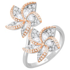 HARAKH 1 1/2 CT Brilliant & Rose Cut Natural Colorless Diamond Frangipani Ring