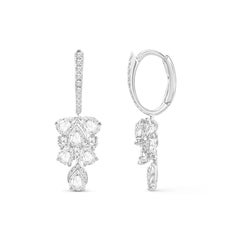 HARAKH 1 1/2 CT Brilliant & Rose Cut Natural Colorless Diamond Hoop Earrings