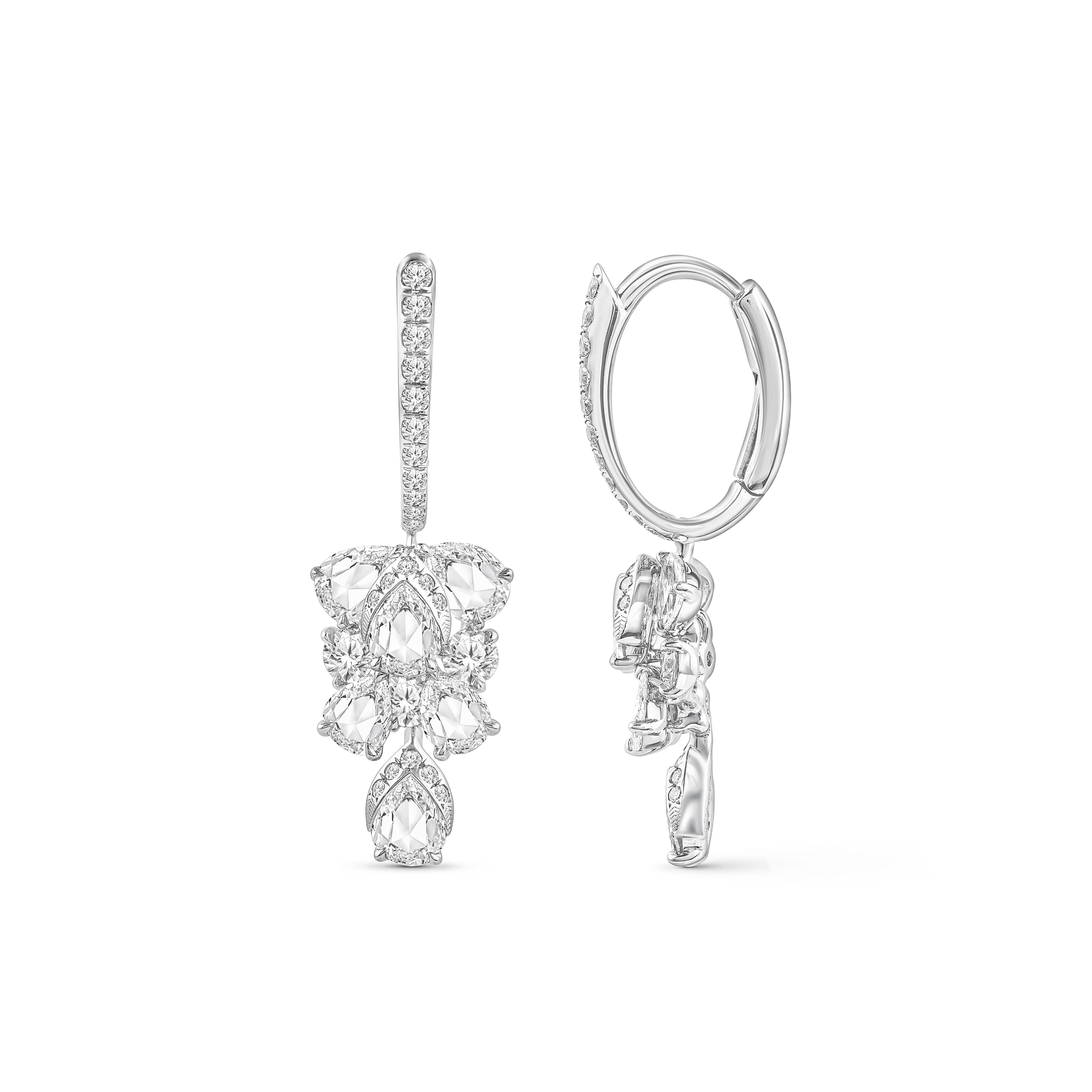 HARAKH 1 1/2 CT Brillant & Rosenschliff Natürlicher farbloser Diamant-Ohrring (Zeitgenössisch) im Angebot
