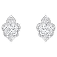 HARAKH 1 1/2 Karat farblose Diamant 18KT Weißgold Mandala-Ohrstecker