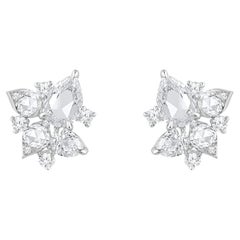 HARAKH 1 1/2 CT Colorless Diamond 18KT White Gold Mandala Stud Earrings