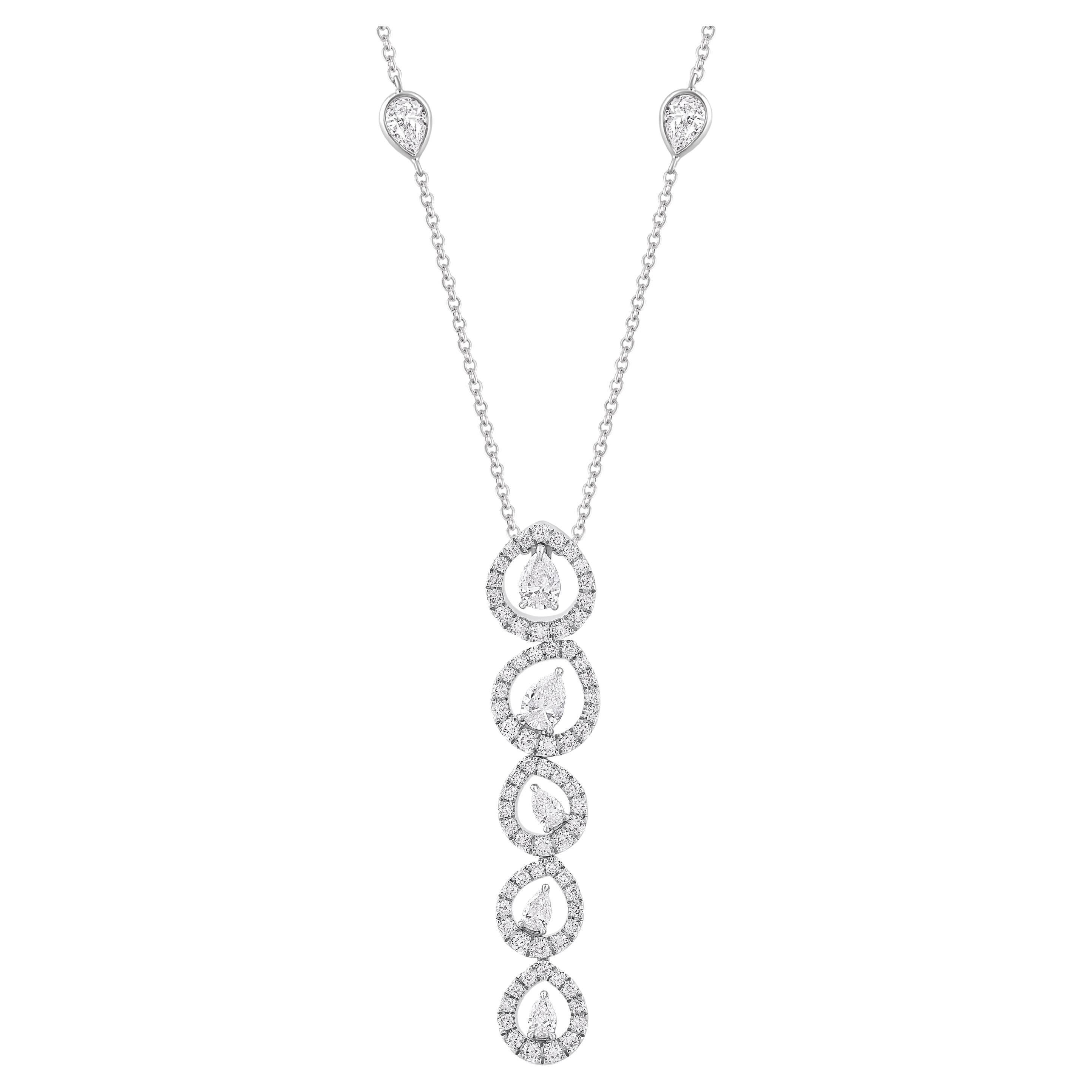 Collana con ciondolo a goccia contemporanea con diamante incolore in oro bianco 18KT di Harakh