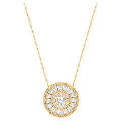 HARAKH Collar Colgante de Luz Solar con Diamantes Incoloros de 1 1/2 CT en Oro Amarillo de 18 KT
