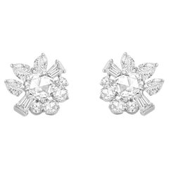 HARAKH 1 1/2 CT natürlicher farbloser Diamant im Brillant- und Rosenschliff Ohrstecker