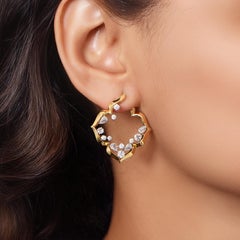 HARAKH 1 1/2 CT Natural Colorless Diamond Brilliant Cut Mandala Stud Earrings