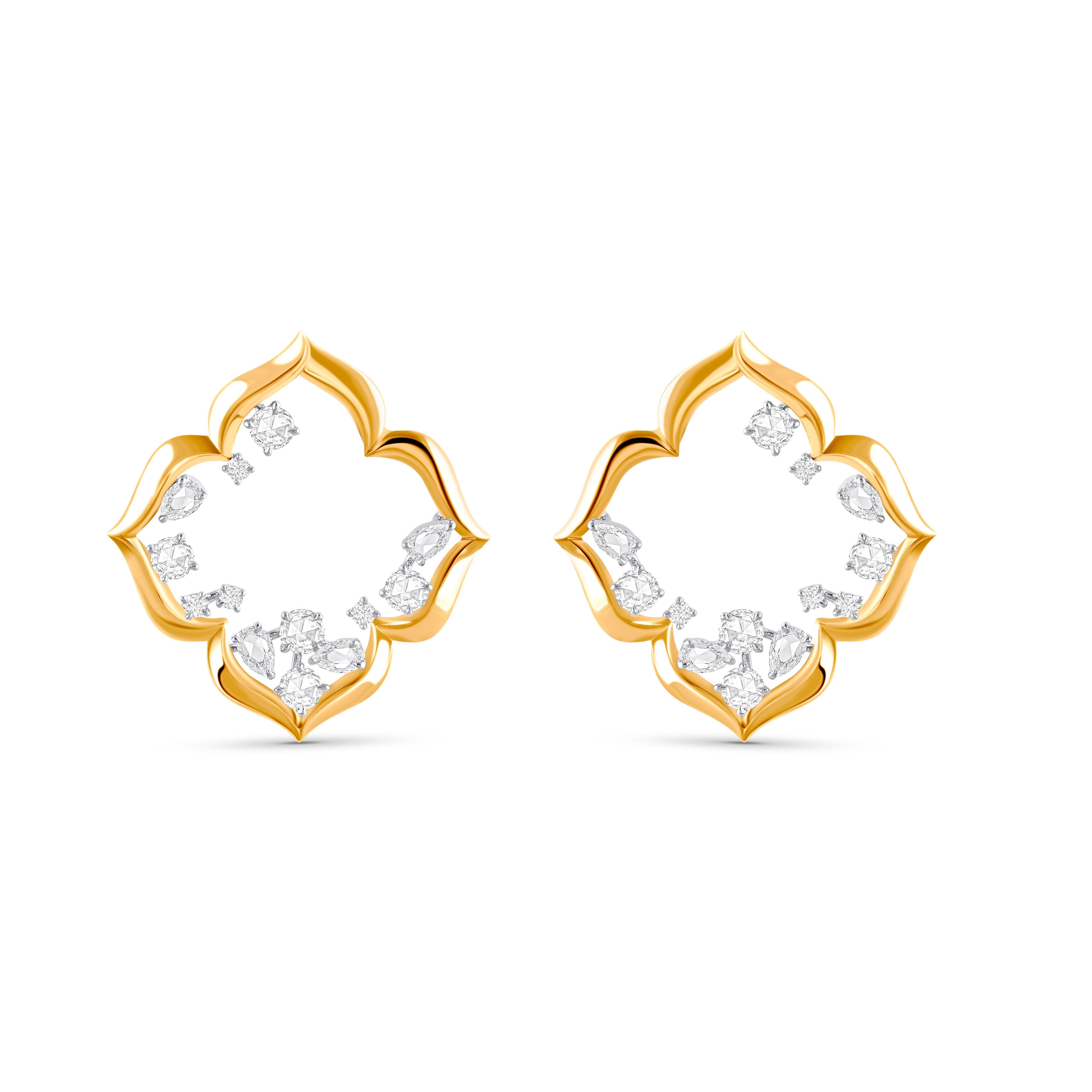HARAKH 1 1/2 CT Mandala-Ohrstecker mit natürlichen farblosen Diamanten im Brillantschliff (Zeitgenössisch) im Angebot