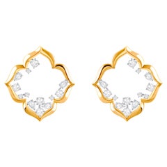 HARAKH 1 1/2 CT Natural Colorless Diamond Brilliant Cut Mandala Stud Earrings