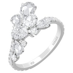 HARAKH 1 1/2 CT Natural Colorless Diamond Cluster Cascade 18K White Gold Ring