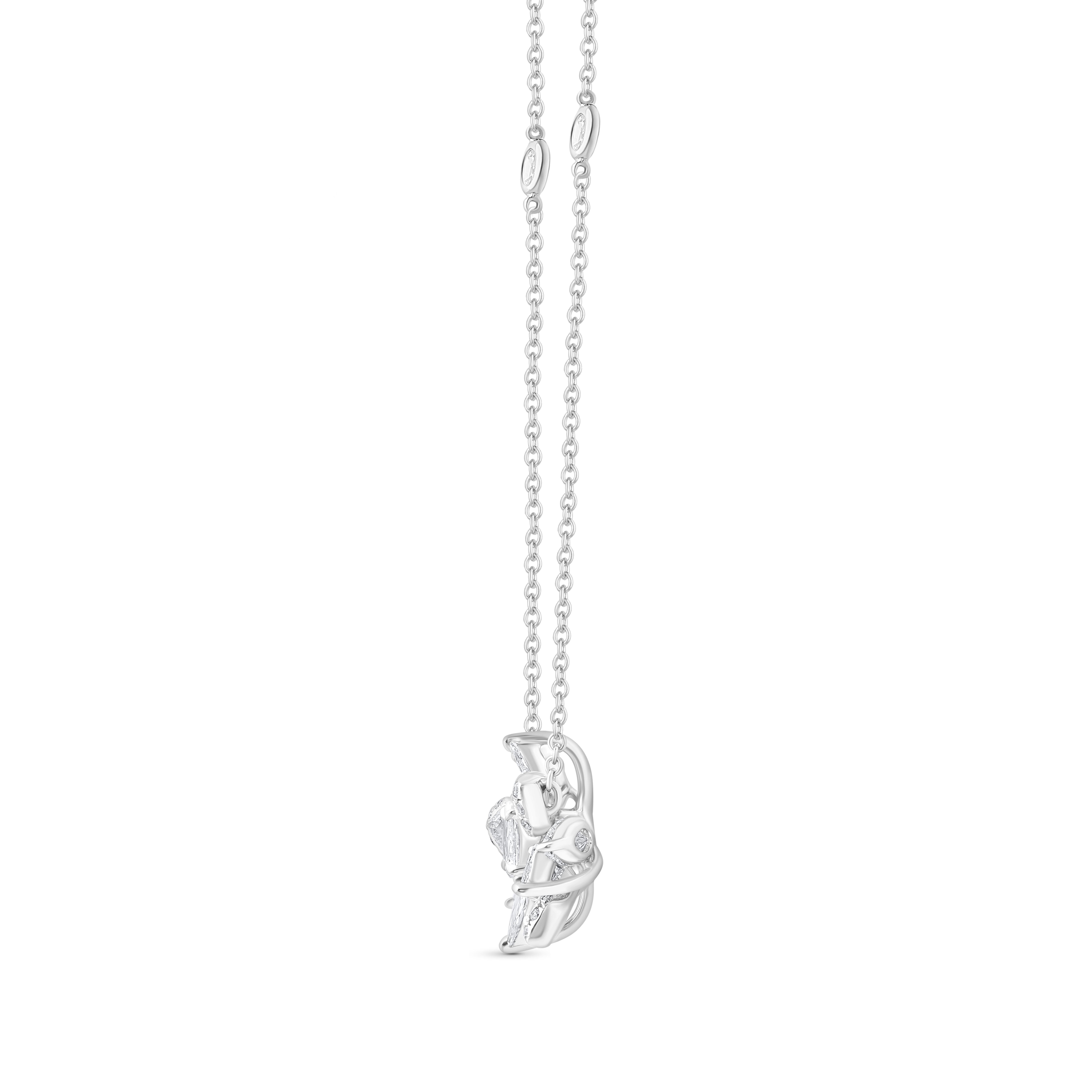 Contemporary HARAKH 1 1/3 Colorless Diamond Cascade Cluster Necklace 18KT White Gold For Sale