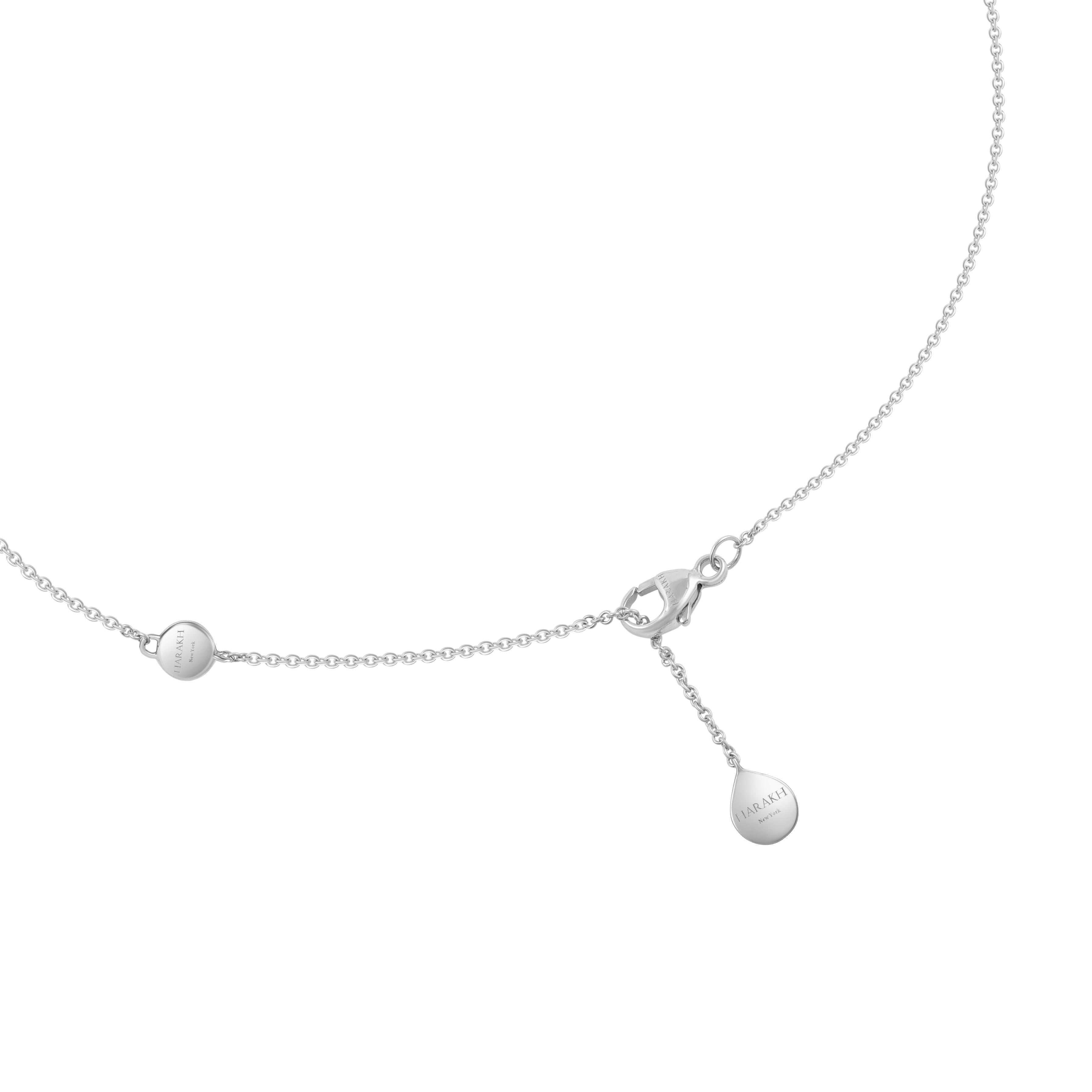 Brilliant Cut HARAKH 1 1/3 Colorless Diamond Cascade Cluster Necklace 18KT White Gold For Sale