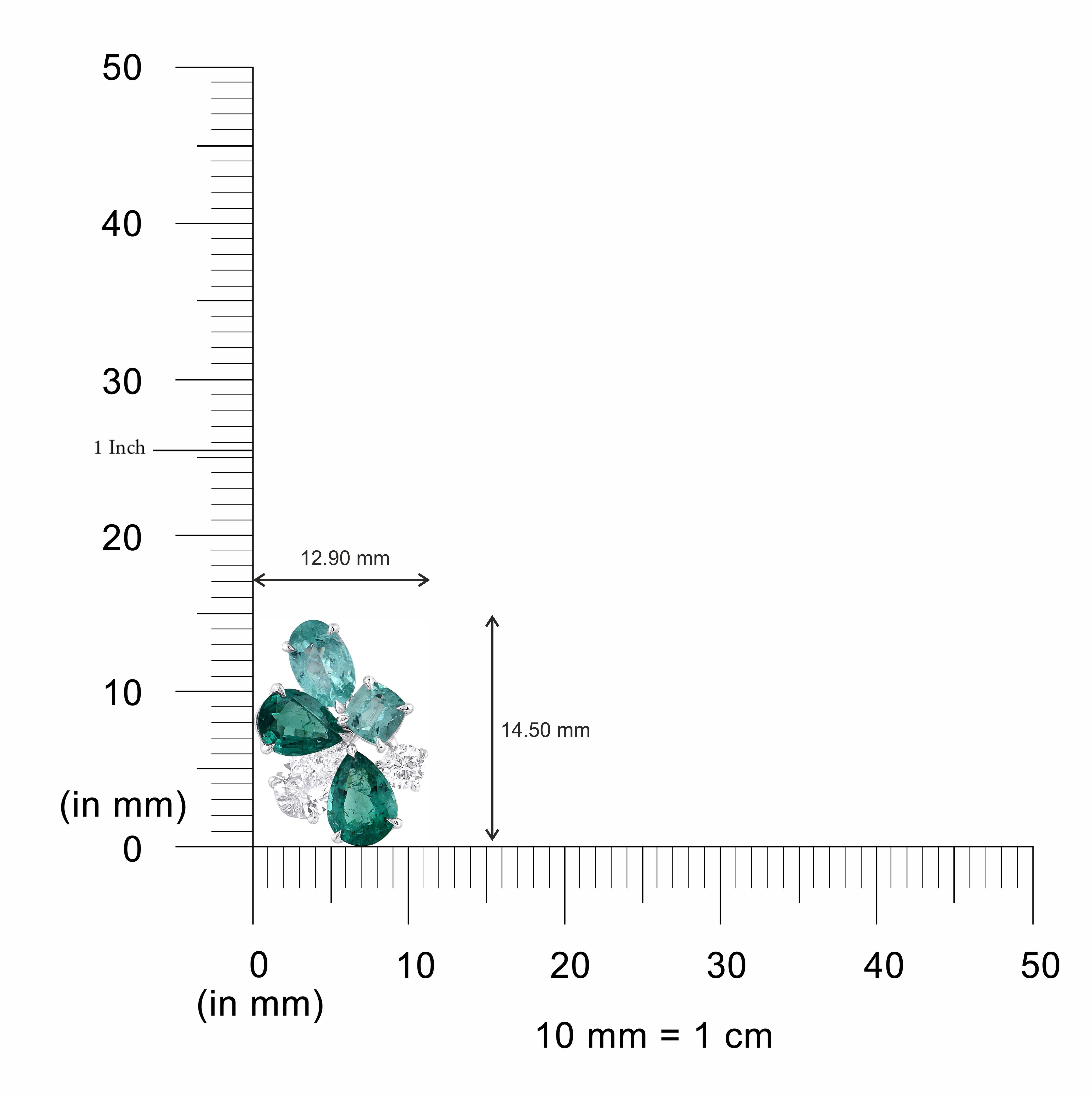 HARAKH 1 1/3 CT Brilliant Cut Natural Diamond, Emerald & Paraiba Stud Earrings In New Condition For Sale In New York, NY