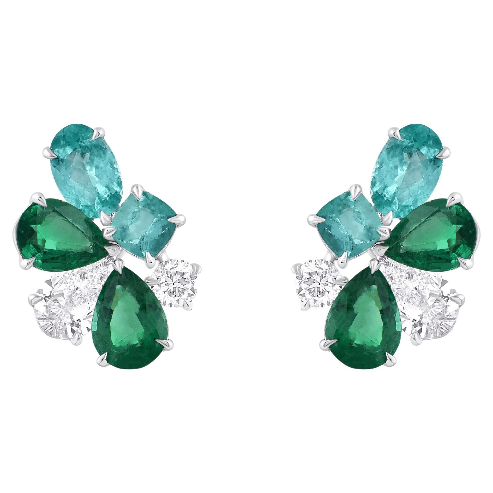 HARAKH 1 1/3 CT Brillantschliff natürlicher Diamant, Smaragd
Paraiba Ohrstecker