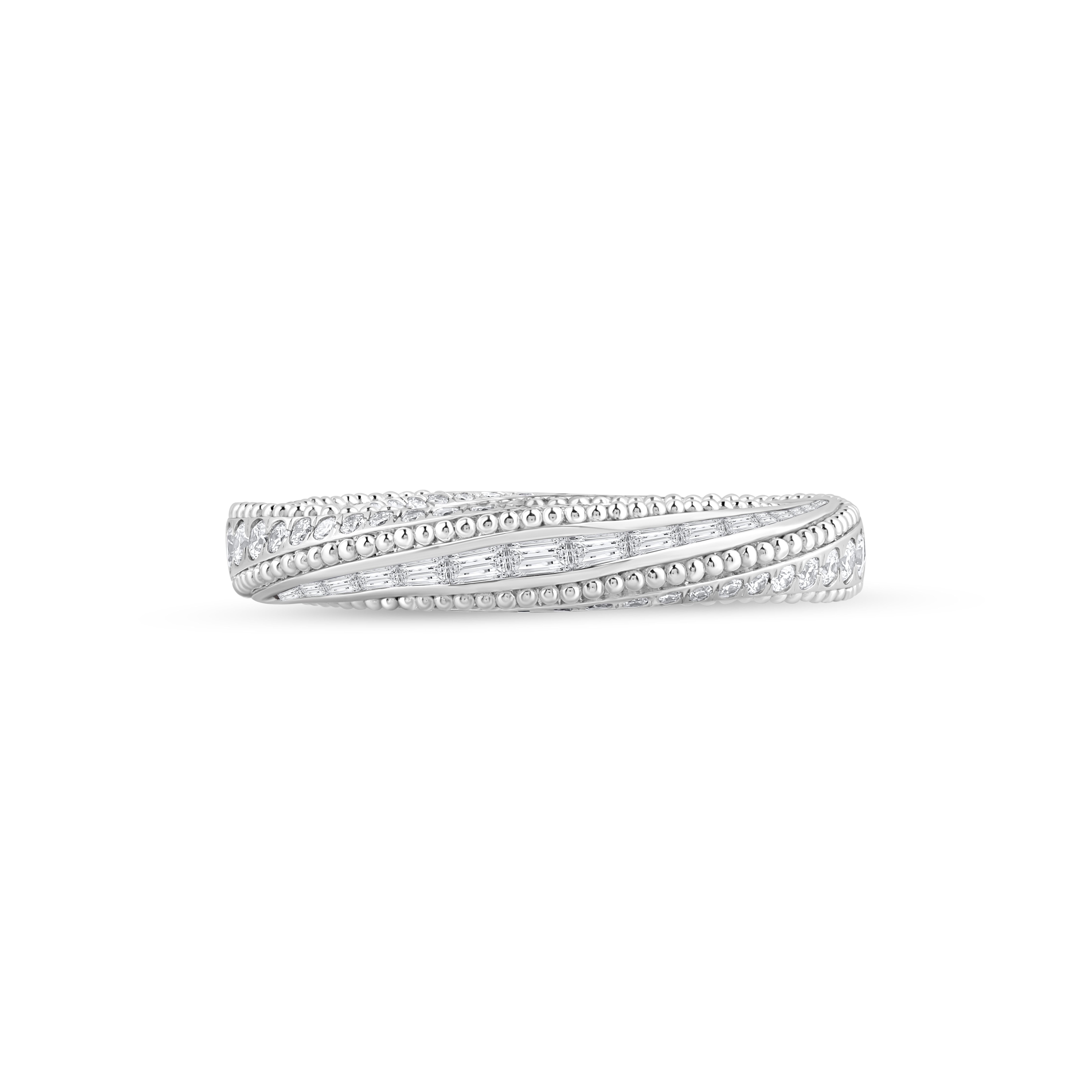 HARAKH 1 1/4 CT Diamante Incoloro Oro Blanco 18K Anillo Espiral Crepúsculo Luz Solar Contemporáneo en venta