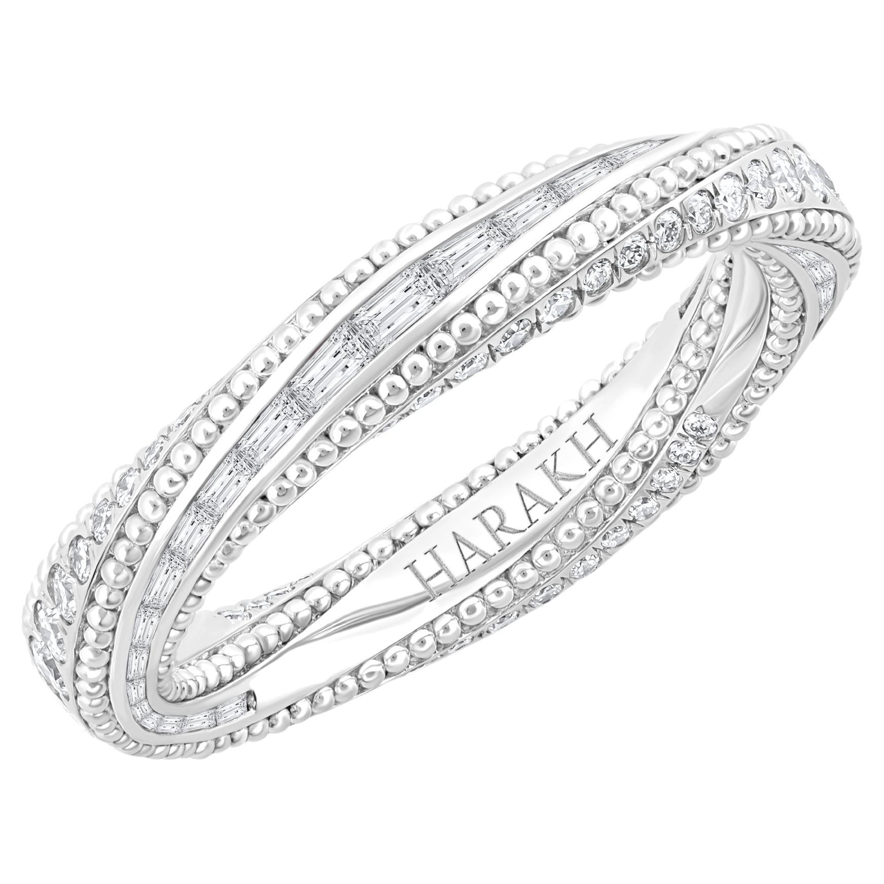 Harakh 1 1/4 CT Colorless Diamond 18K White Gold Sunlight Twilight Spiral Ring (Bague spirale soleil et crépuscule)