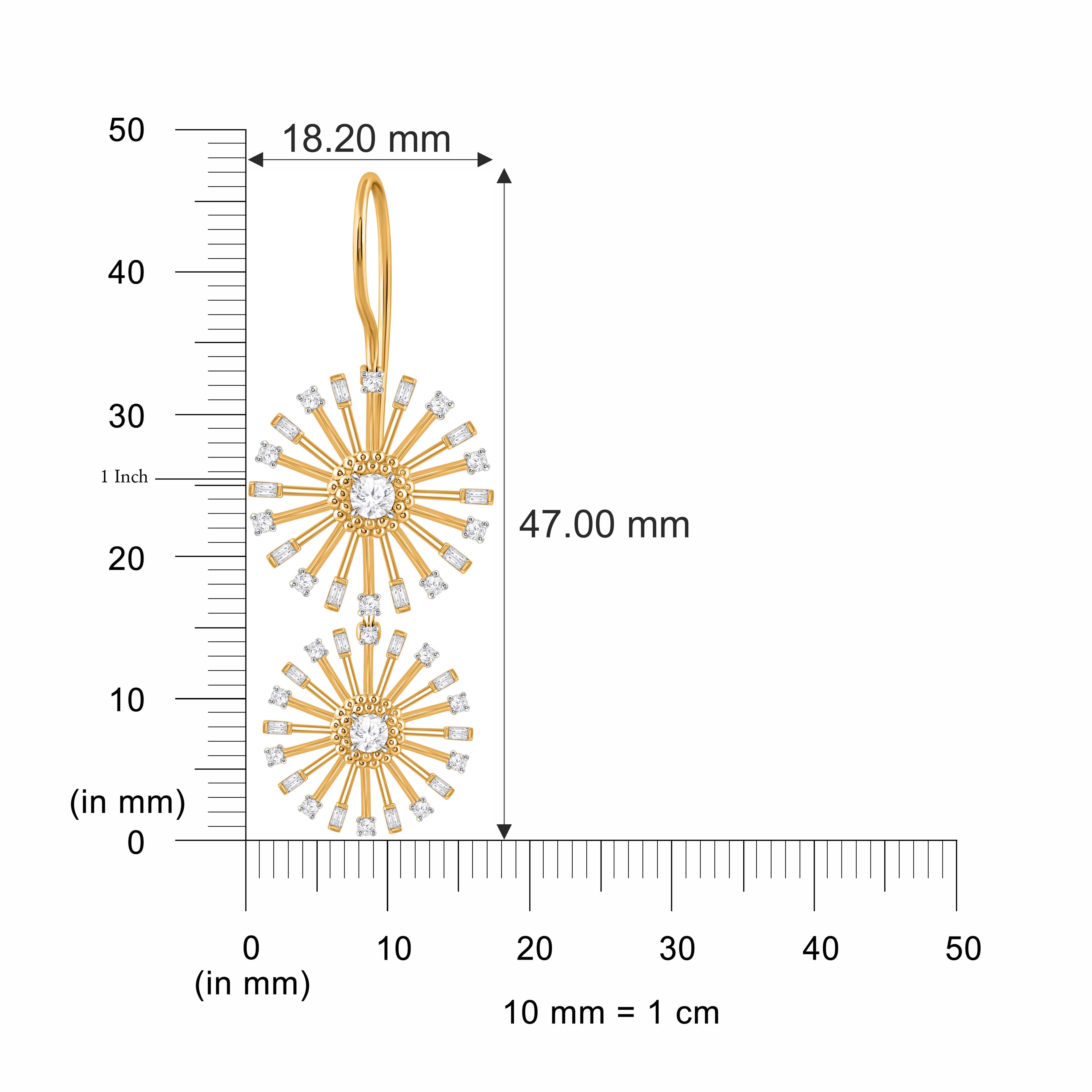 HARAKH 1 1/4 CT farbloser Diamant 18KT Gelbgold Sonnenlicht strahlender Ohrring (Zeitgenössisch) im Angebot