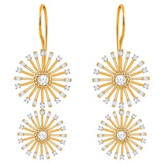 HARAKH 1 1/4 CT Colorless Diamond 18KT Yellow Gold Sunlight Radiant Earring