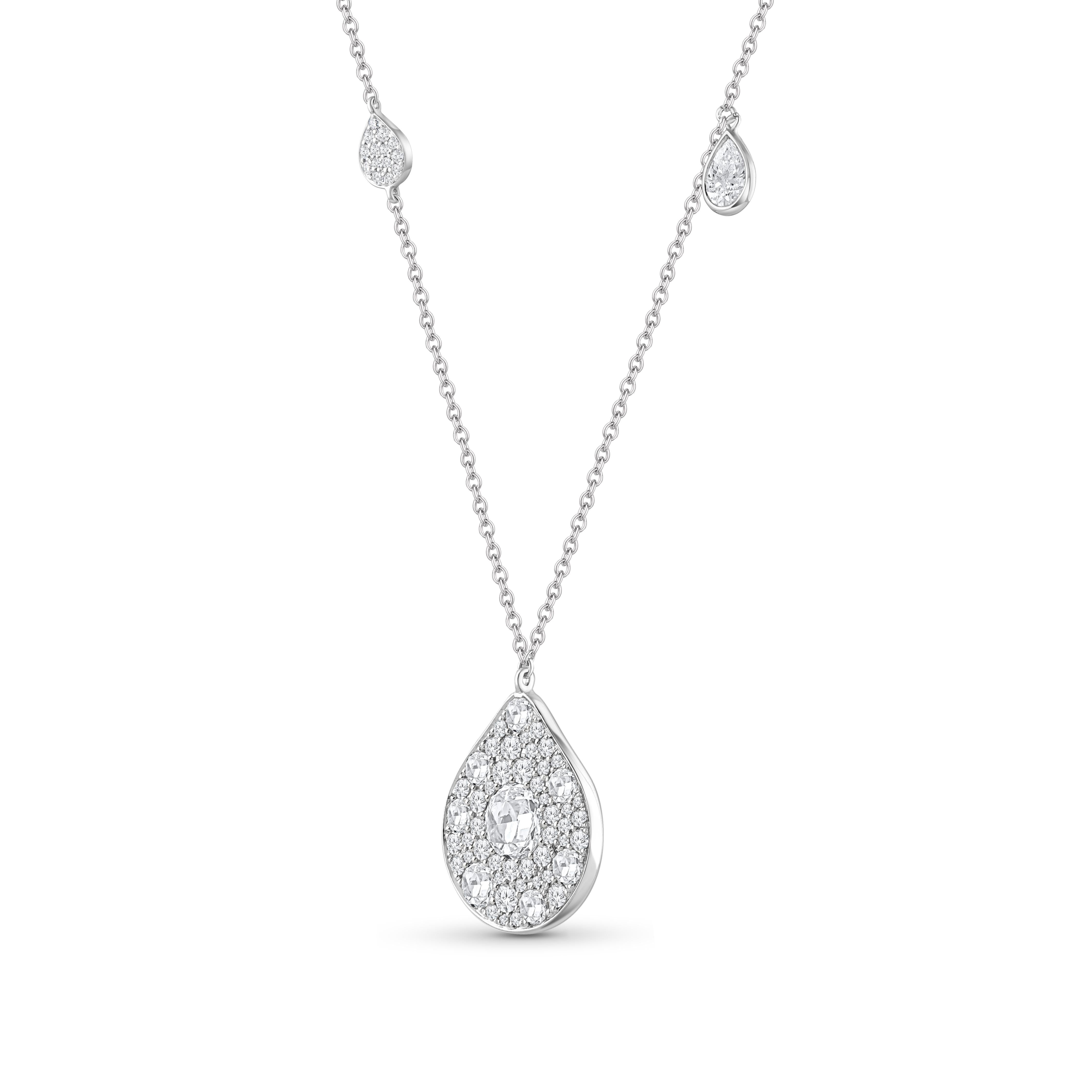Contemporaneo Collana con ciondolo a goccia con diamante incolore Nature 1 1/5 CT di Harakh in vendita