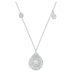 HARAKH 1 1/5 CT Natural Colorless Diamond Tear Drop Pendant Necklace