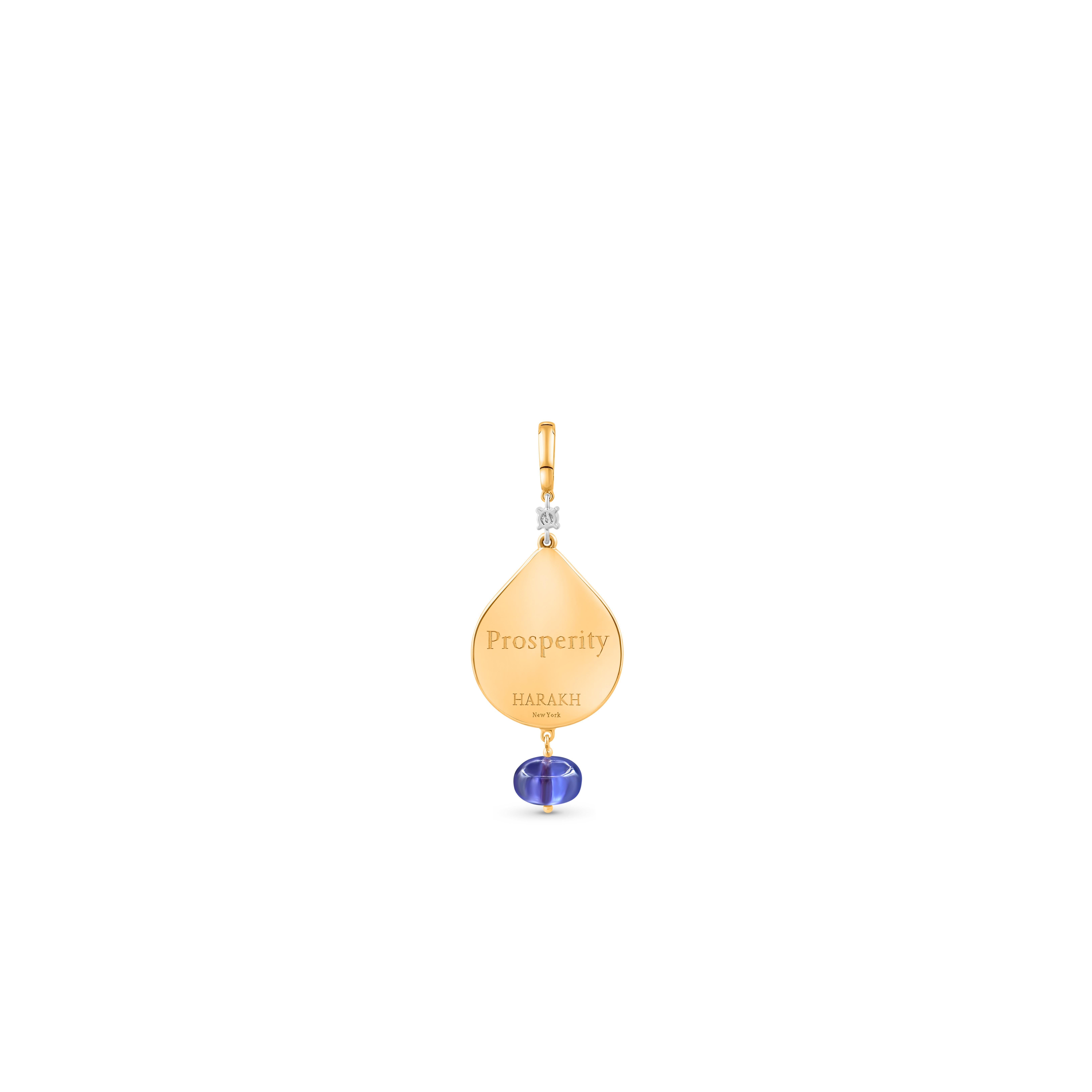 Contemporaneo Harakh 1/10 CT Diamante incolore Goccia di Gioia Ciondolo di prosperità in oro 18K in vendita