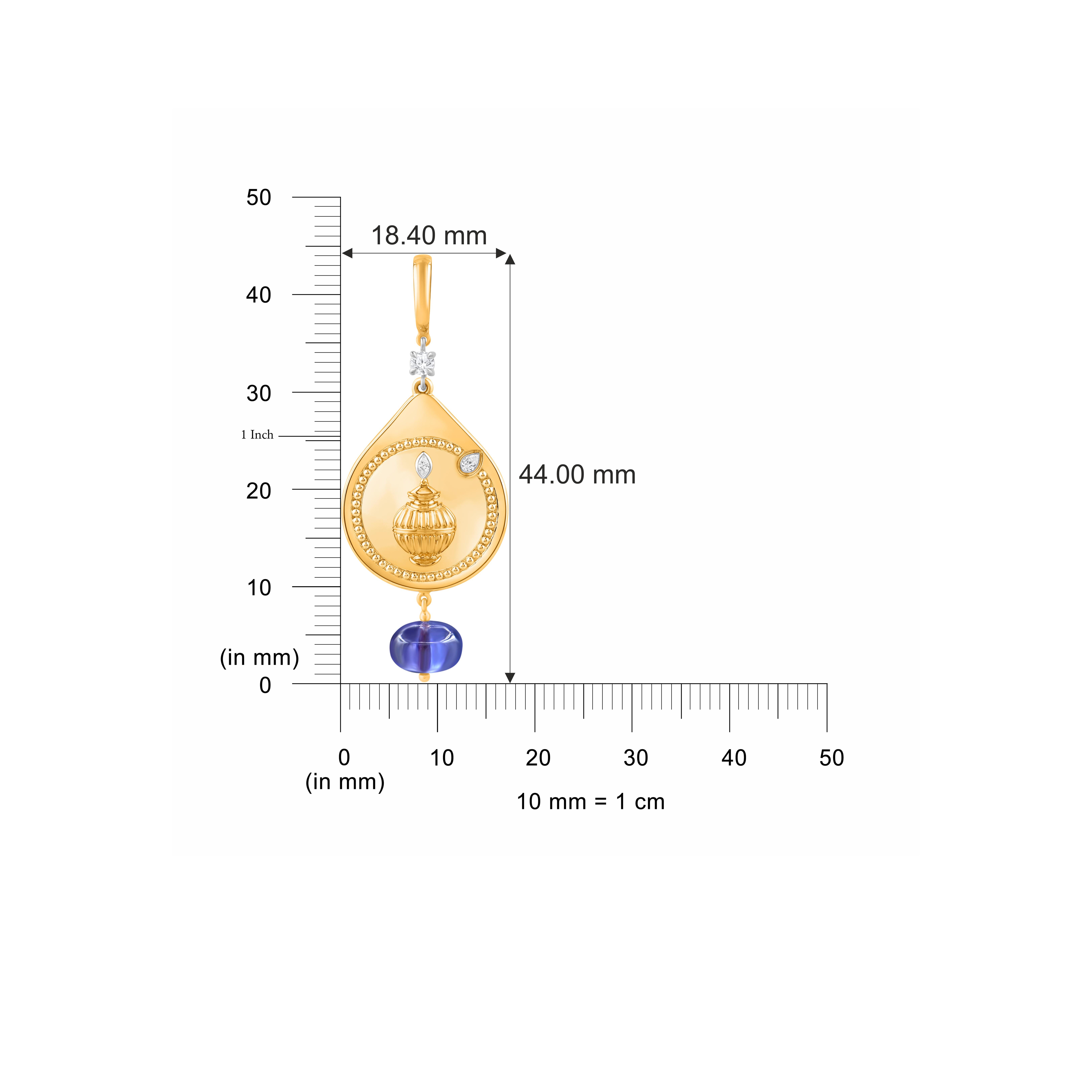 Taglio brillante Harakh 1/10 CT Diamante incolore Goccia di Gioia Ciondolo di prosperità in oro 18K in vendita