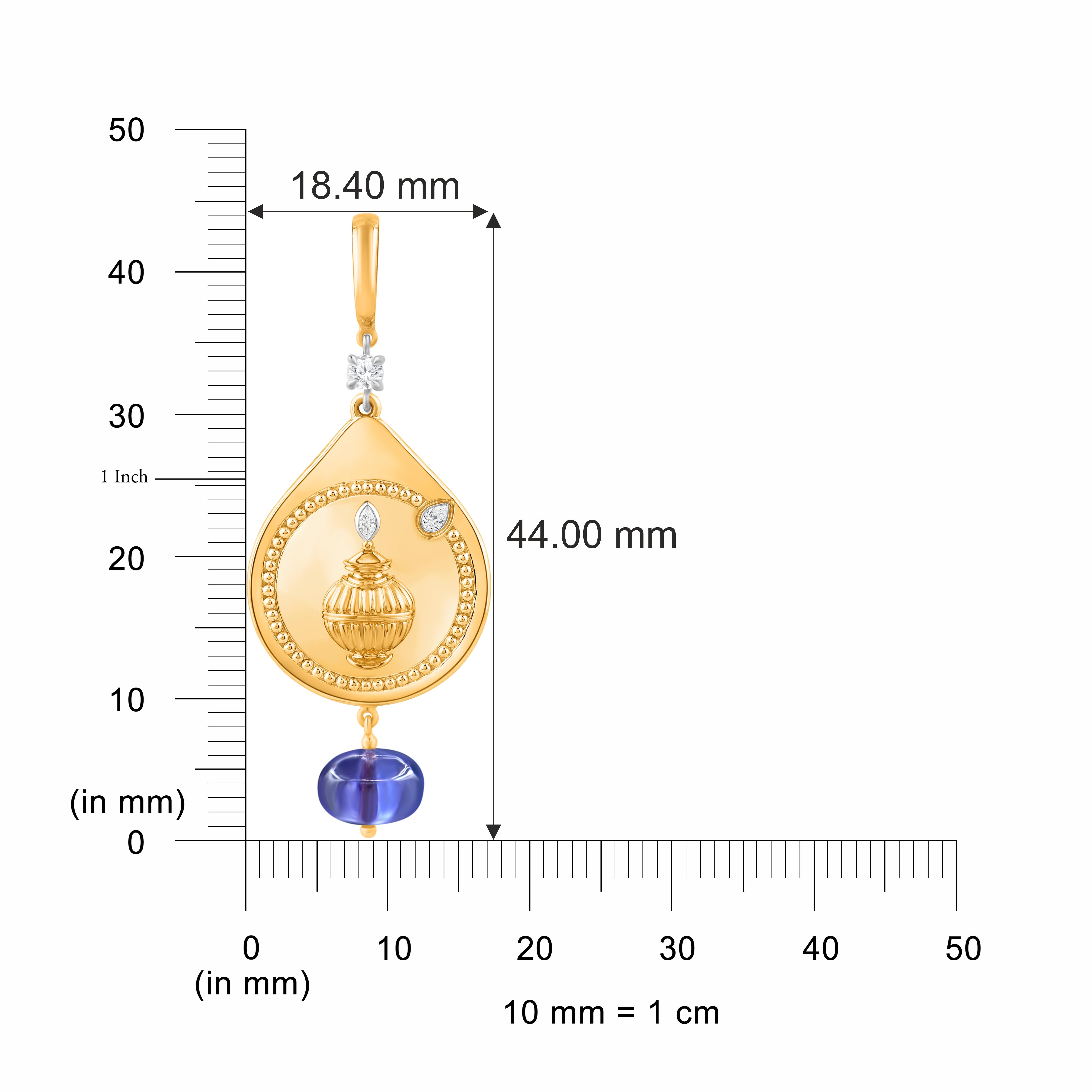 Taille brillant Harakh 1/10 CT Colorless Diamond Drop of JOY Prosperity Charm-Pendant en or 18K en vente