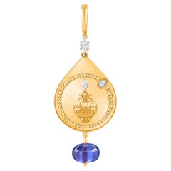 Harakh 1/10 CT Colorless Diamond Drop of JOY Prosperity Charm-Pendant en or 18K