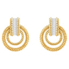 HARAKH Pendientes de oro de 18 quilates con diamantes baguette incoloros de 1/2 quilate con luz solar HARAKH Pendientes de oro de 18 quilates con diamantes baguette incoloros de 1/2 quilate con luz solar