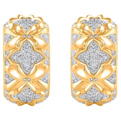 HARAKH 1/2 Karat farblose Diamant 18KT Gelbgold Mandala-Ohrringe mit Creolen