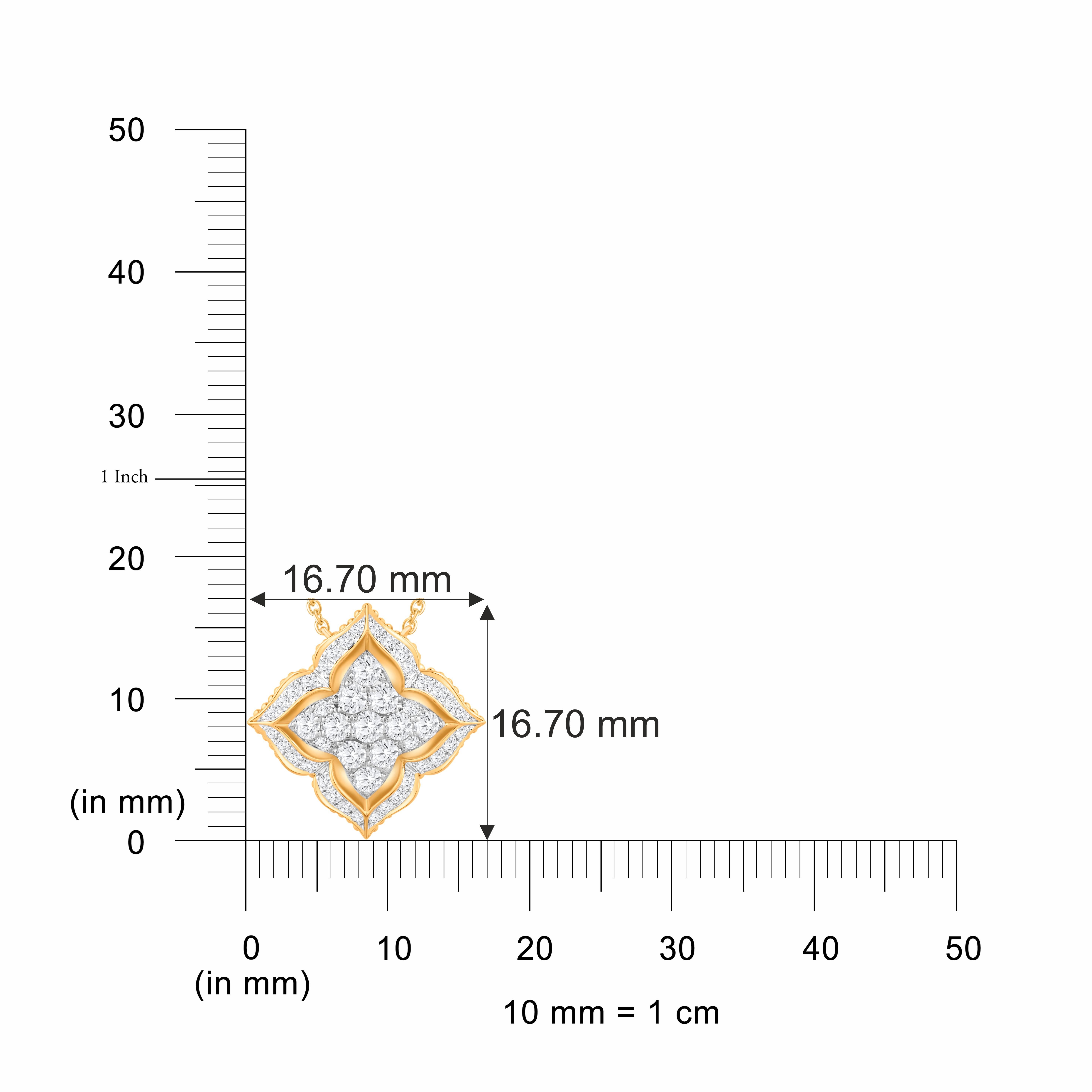 HARAKH 1/2 Carat Colorless Diamond Mandala Dome Drops 18KT Gold Pendant Necklace (Zeitgenössisch) im Angebot