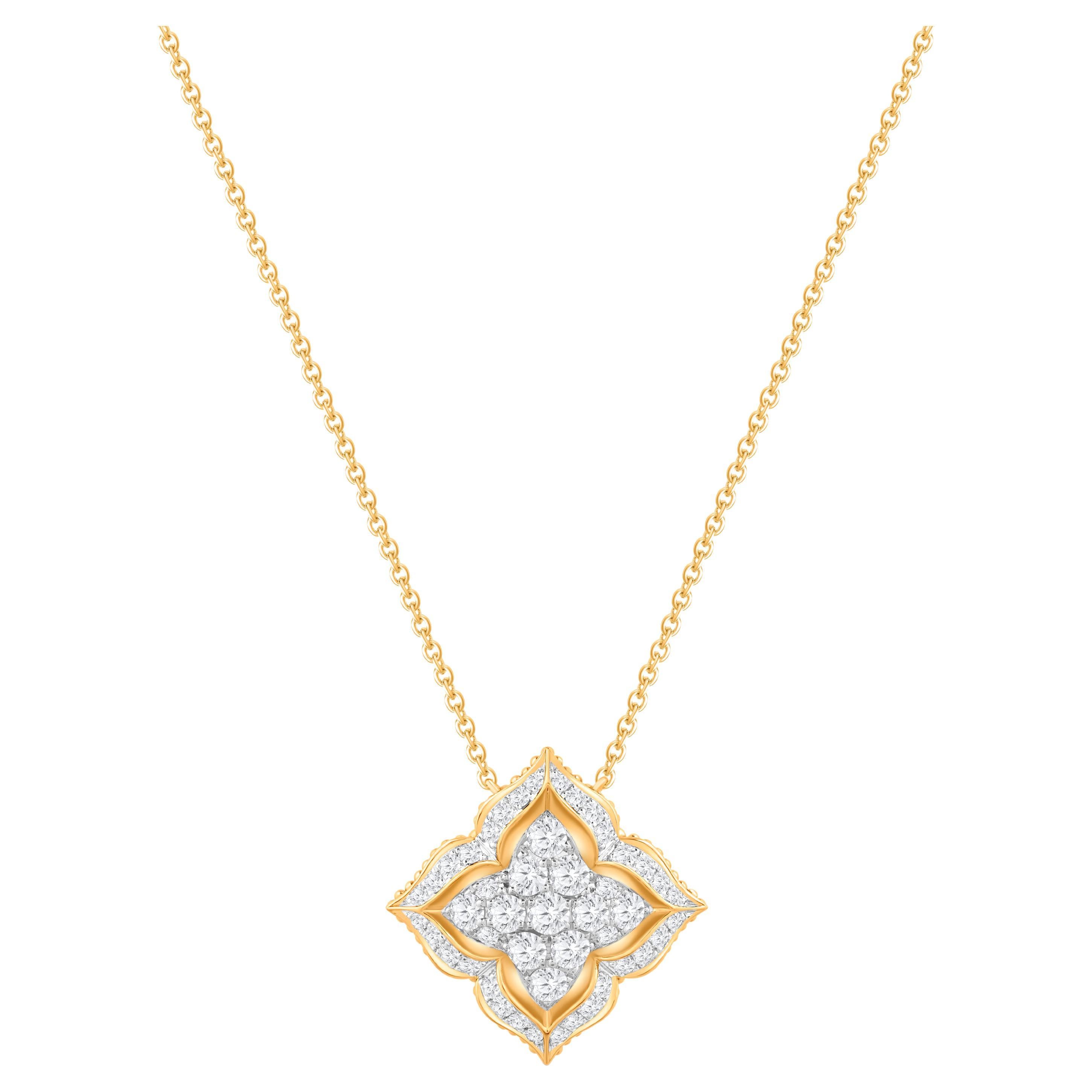 HARAKH 1/2 Carat Colorless Diamond Mandala Dome Drops 18KT Gold Pendant Necklace