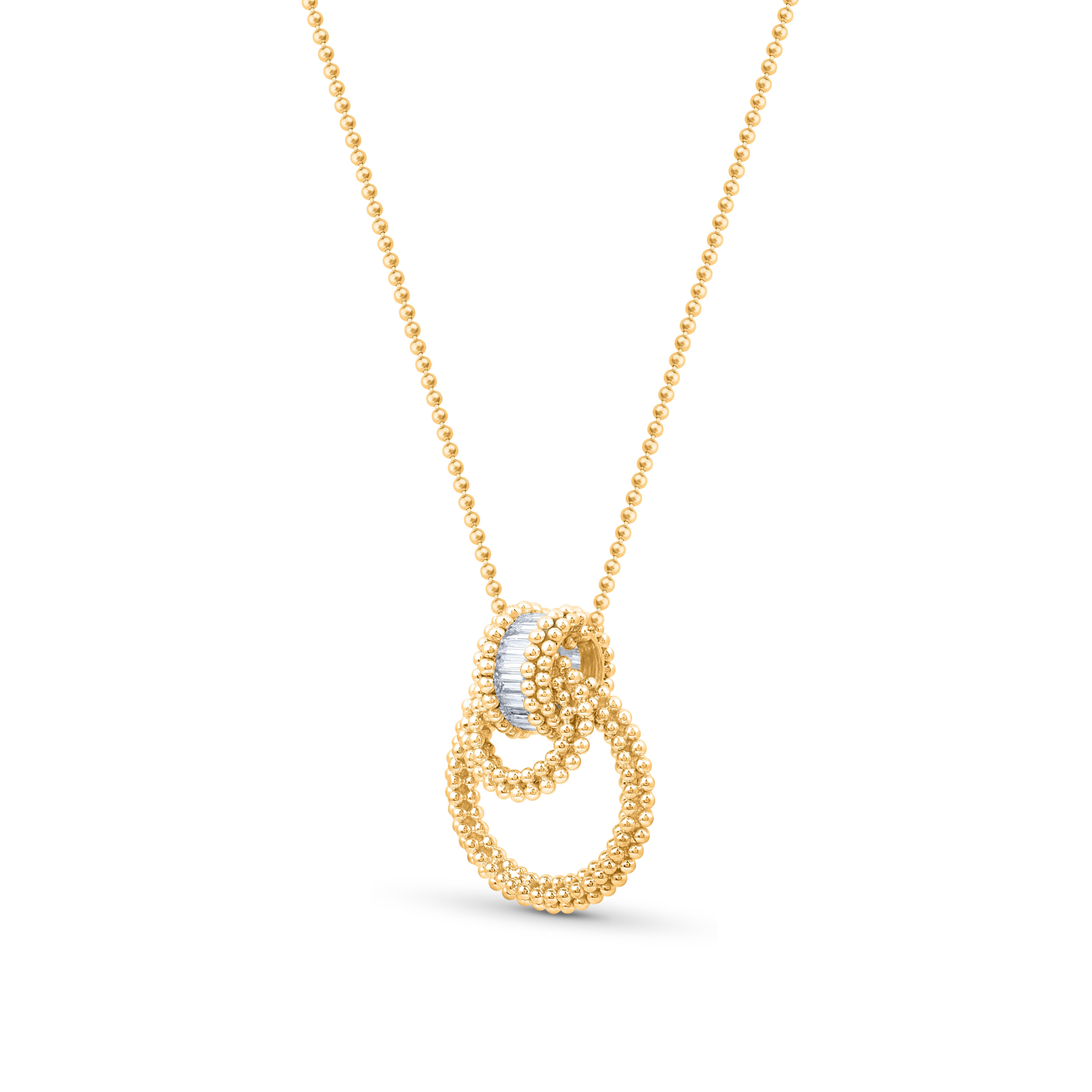 Inspired by the Journey of the sun’s rays traveling through space and time to brighten our world. An artisanal form of embroidery known as pota is recreated especially for gold using delicate hand made granulations This solitaire diamond necklace