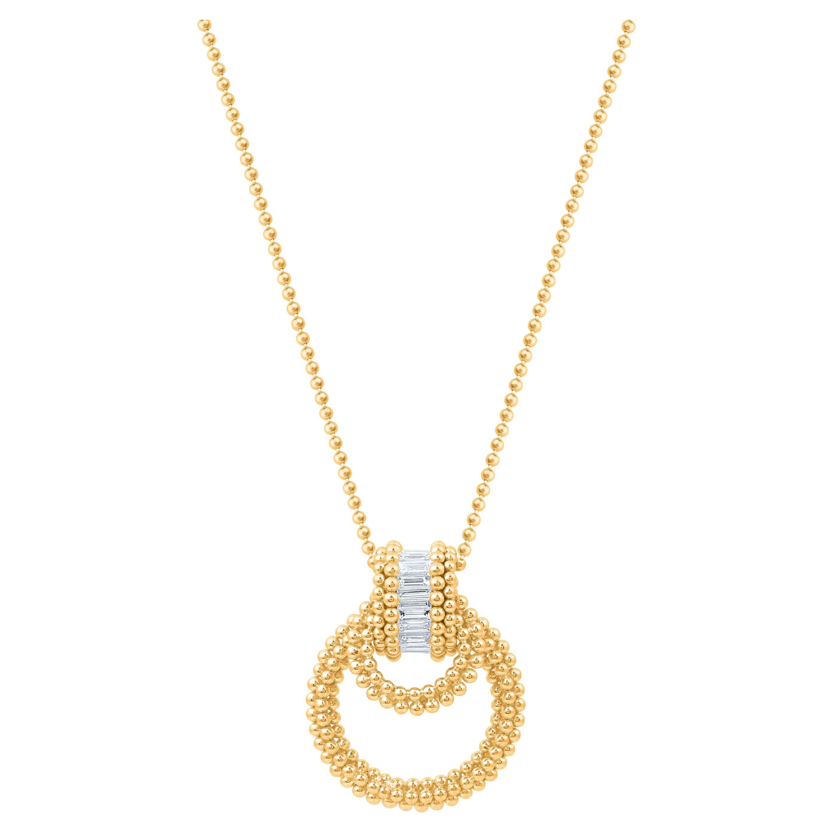 HARAKH 1/2 CT Colorless Diamond Sunlight Pendant Necklace in 18 Kt Yellow Gold