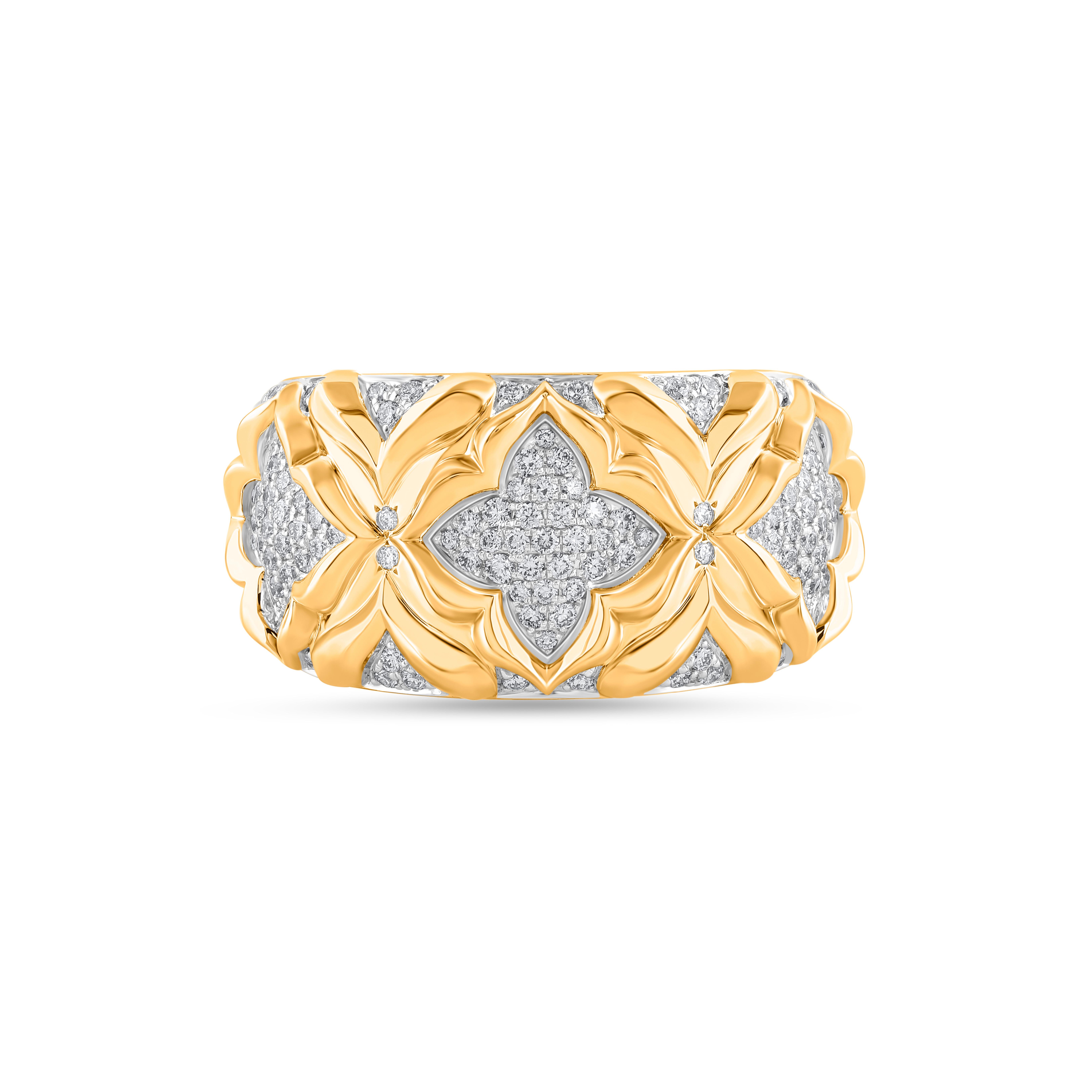 Moderne HARAKH, bague Mandala sans fin en or jaune 18 carats et diamants incolores 1/2 carat en vente