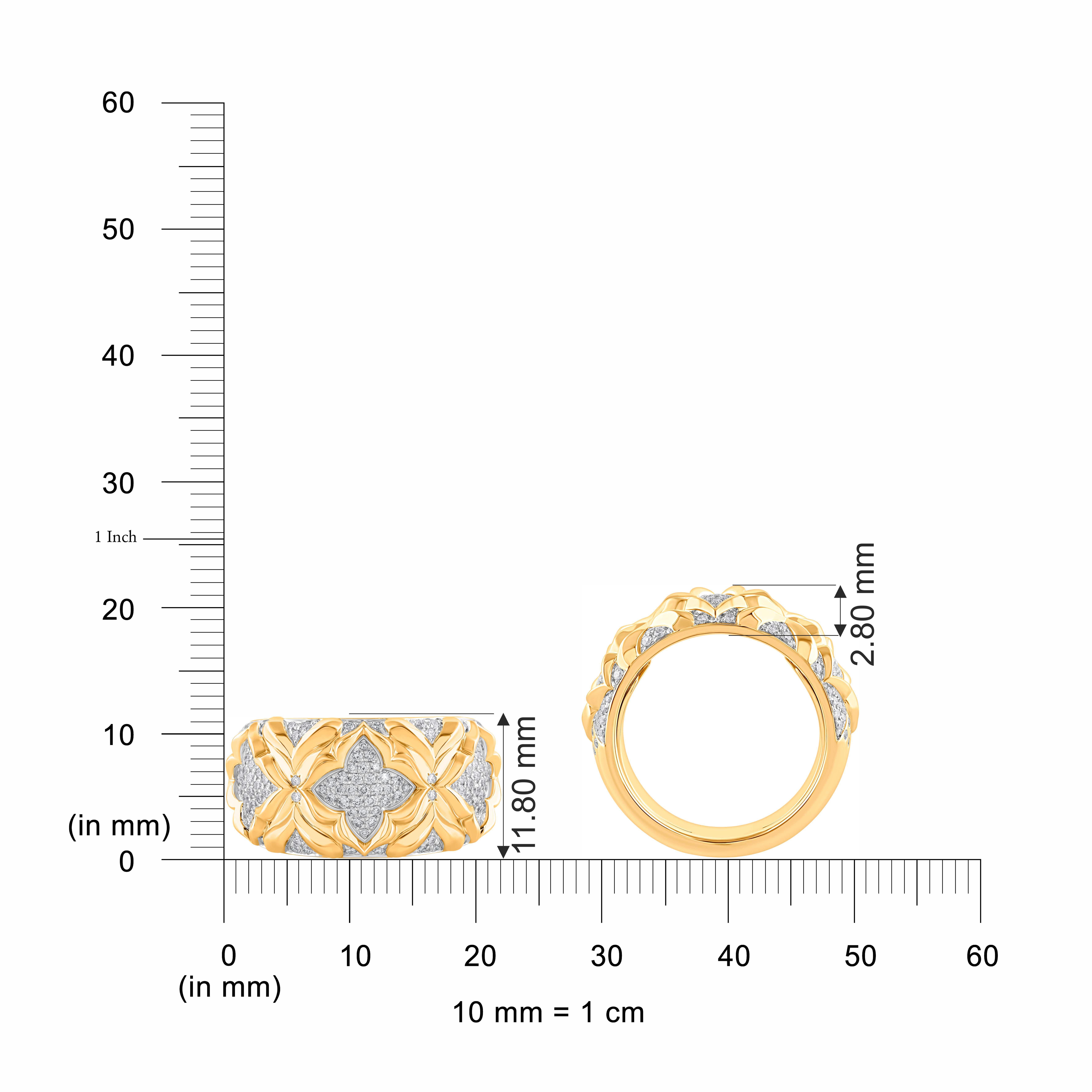 Taille brillant HARAKH, bague Mandala sans fin en or jaune 18 carats et diamants incolores 1/2 carat en vente