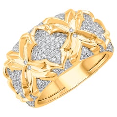 HARAKH 1/2 CT Farbloser Diamant 18 KT Gelbgold Mandala Endloser Ring