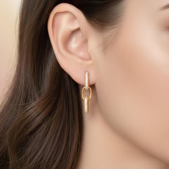 HARAKH 1/2 CT Colorless Diamond 18KT Yellow Gold Sunlight Paper Clip Earring