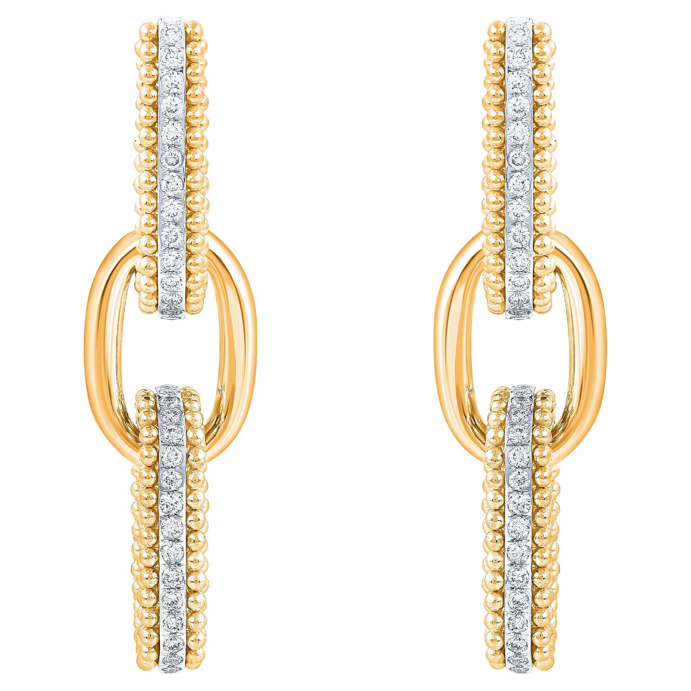 HARAKH 1/2 CT Colorless Diamond 18KT Yellow Gold Sunlight Paper Clip Earring
