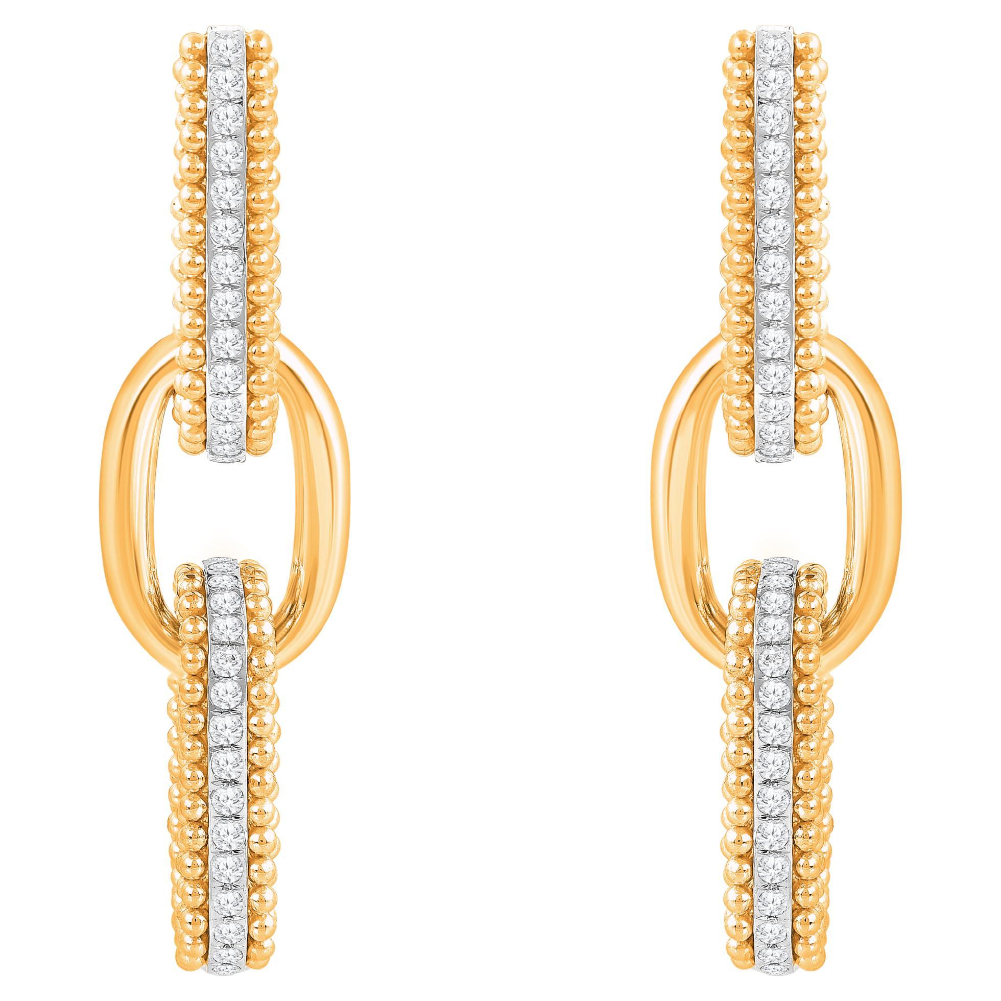 HARAKH 1/2 CT Diamante incolore in oro giallo 18KT Orecchino a clip con luce solare