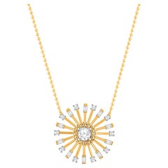 HARAKH 1/2 CT Collar Colgante Luz Solar de Diamantes Incoloros en Oro Amarillo de 18 KT