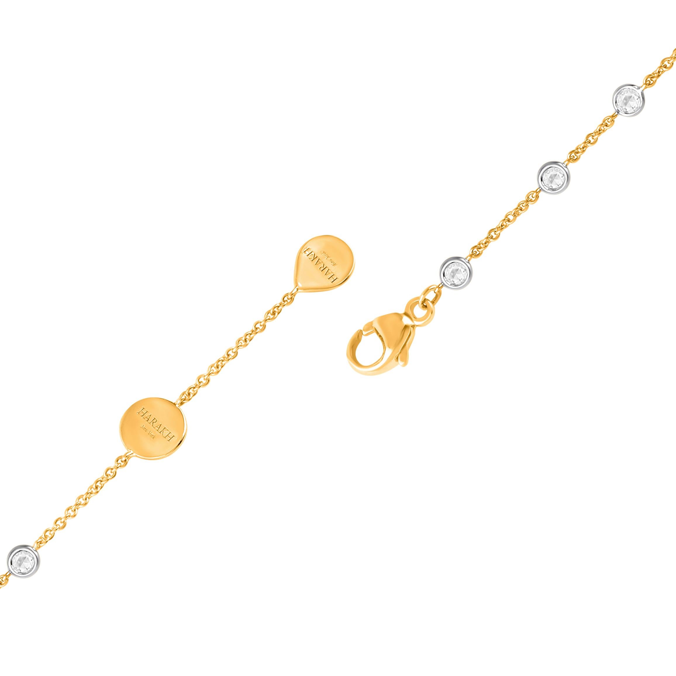 Taille brillant Harakh 1/2 CT Natural Colorless Diamond Cascade Bracelet en or jaune 18KT en vente