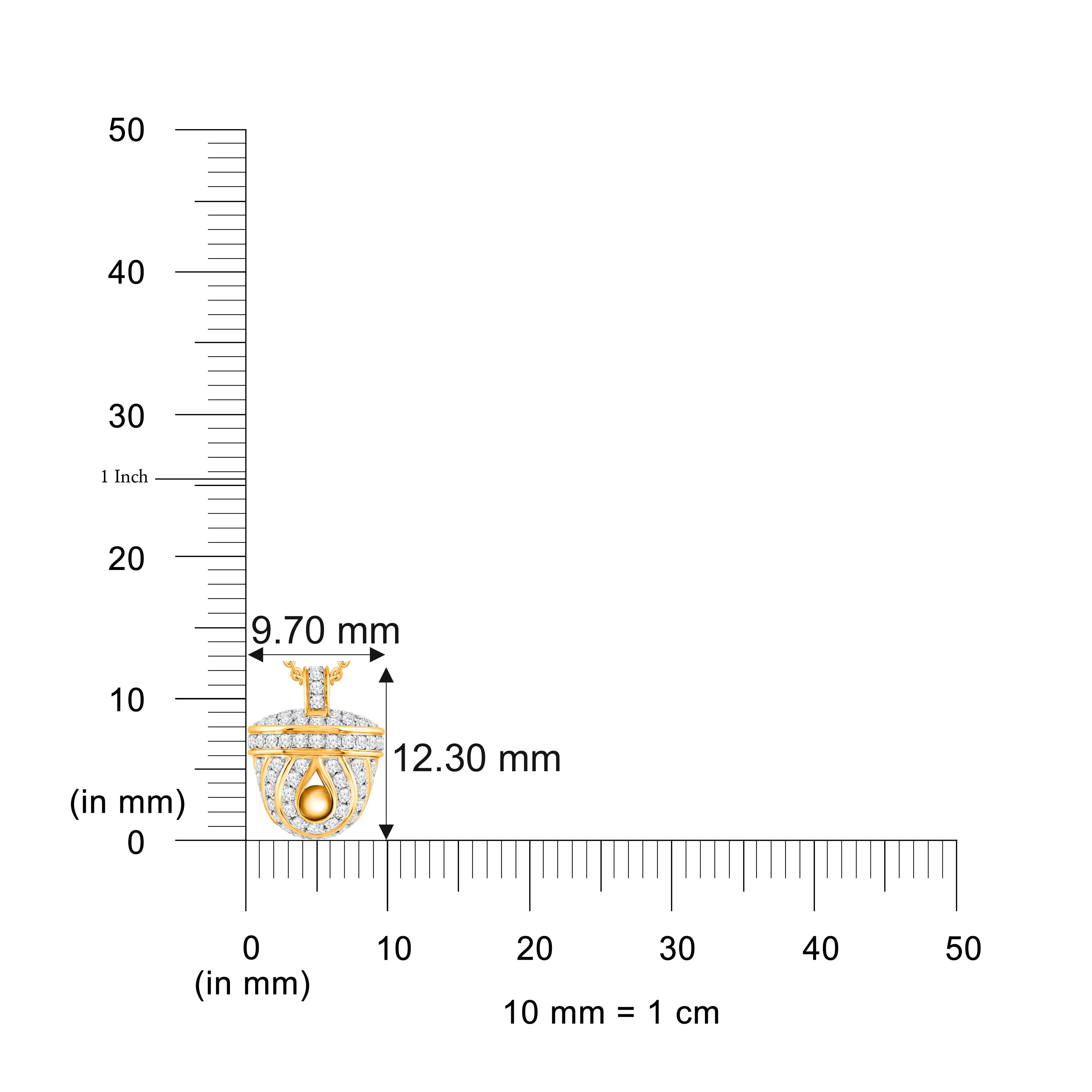 Contemporaneo HARAKH 1/2 CT Diamante naturale incolore Ghunghroo Ciondolo melodico in oro 18KT in vendita